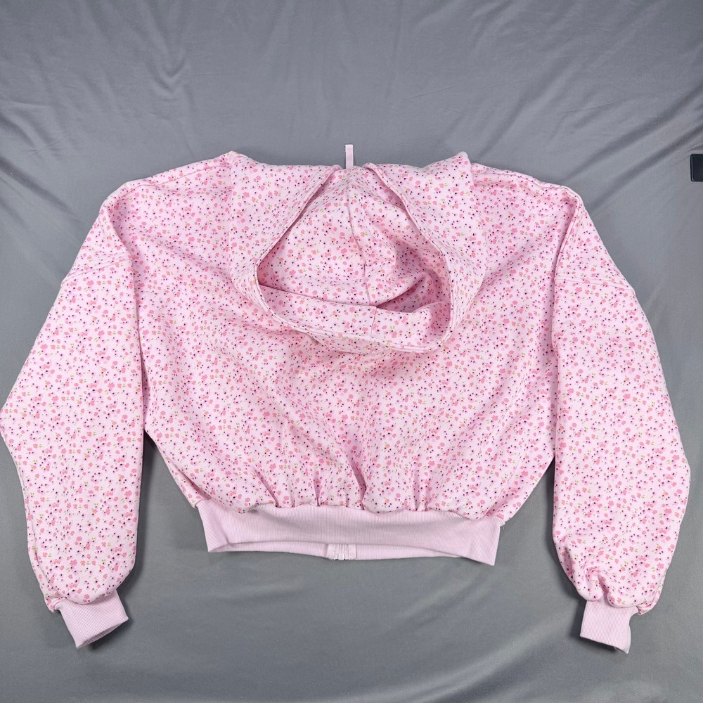 Blogilates Womens M Pink Floral Cotton Blend Marshmallow Hoodie Oversized Zip Up - Picture 10 of 10